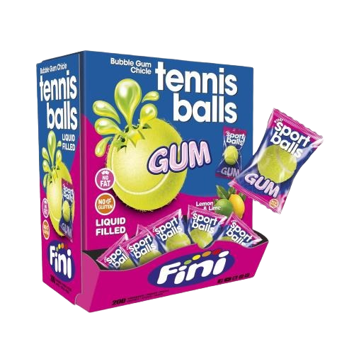 TENNIS BALL BUBBLE GUM DISPLAY 6X200