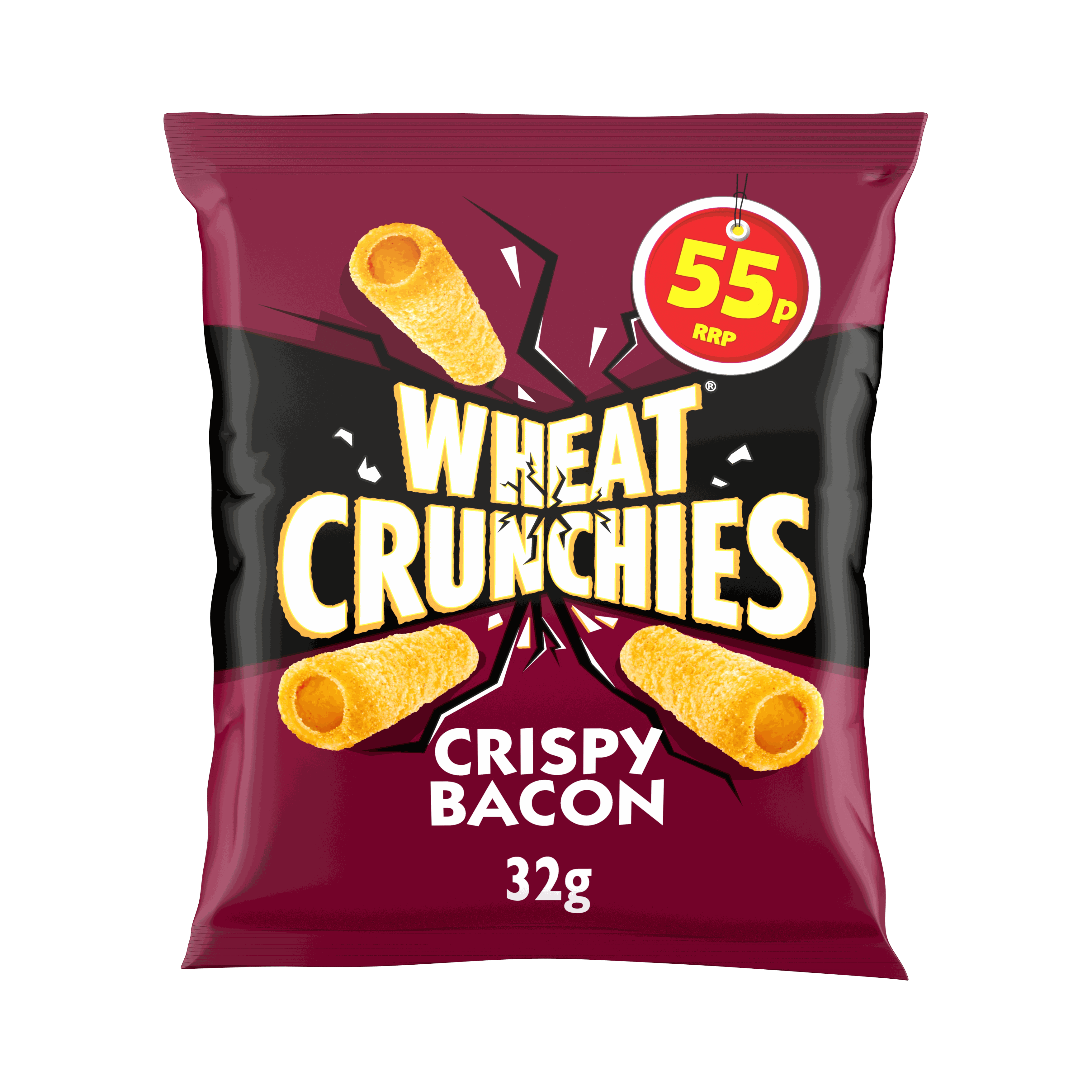 Wheat Crunchies Bacon Crisps 32g, 55p PMP