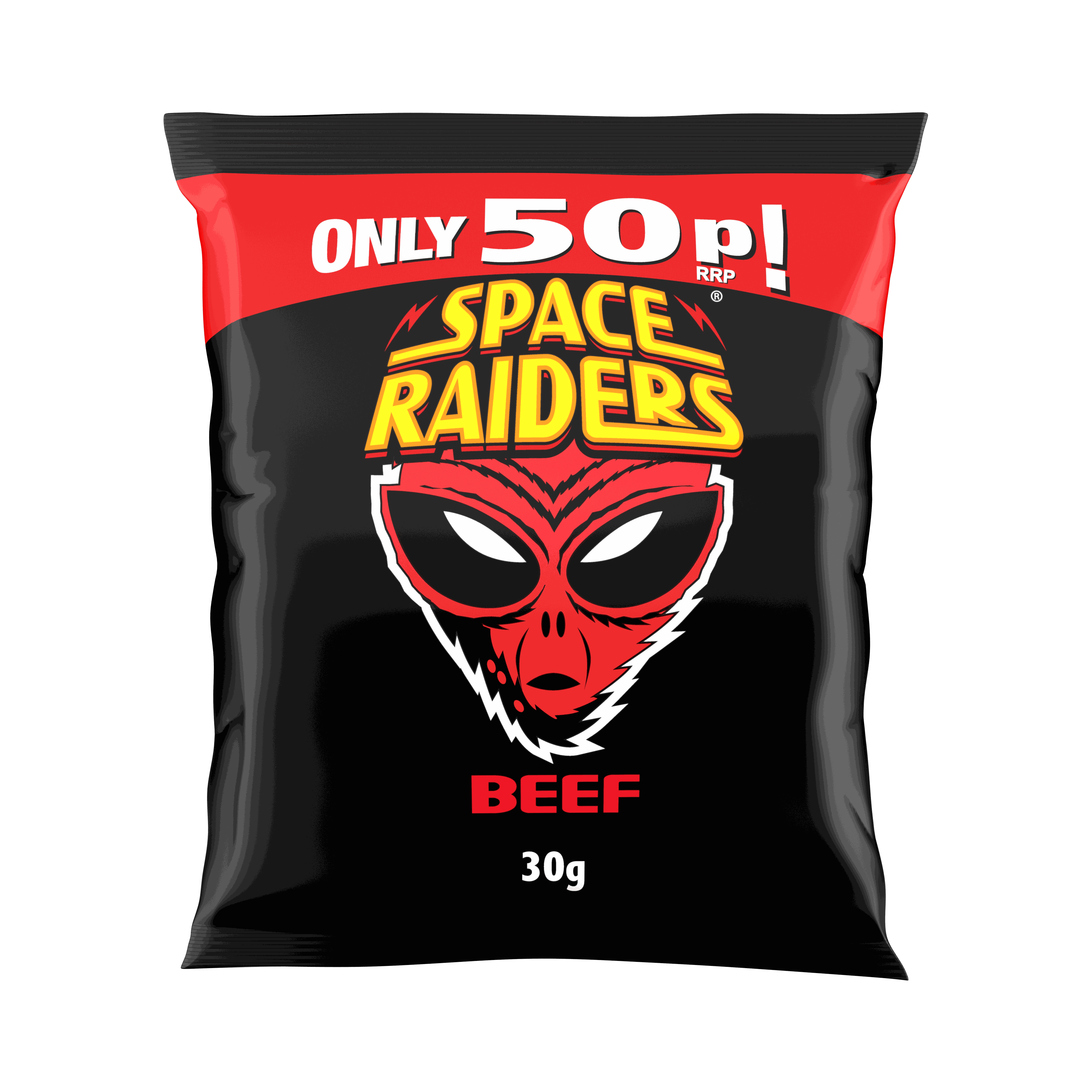Space Raiders Beef Crisps 30g, 50p PMP