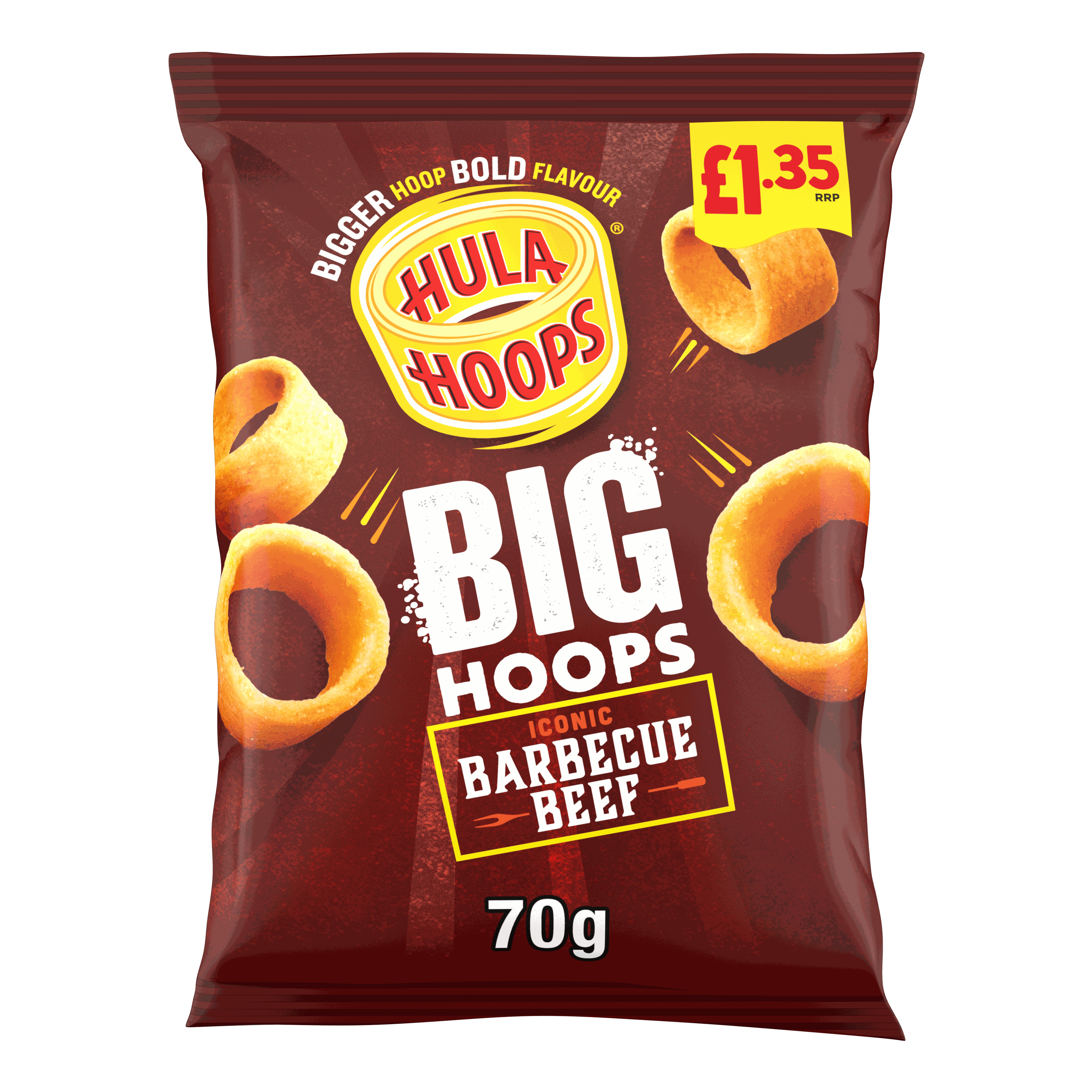 Hula Hoops Big Hoops BBQ Beef Crisps 70g, £1.35 PMP