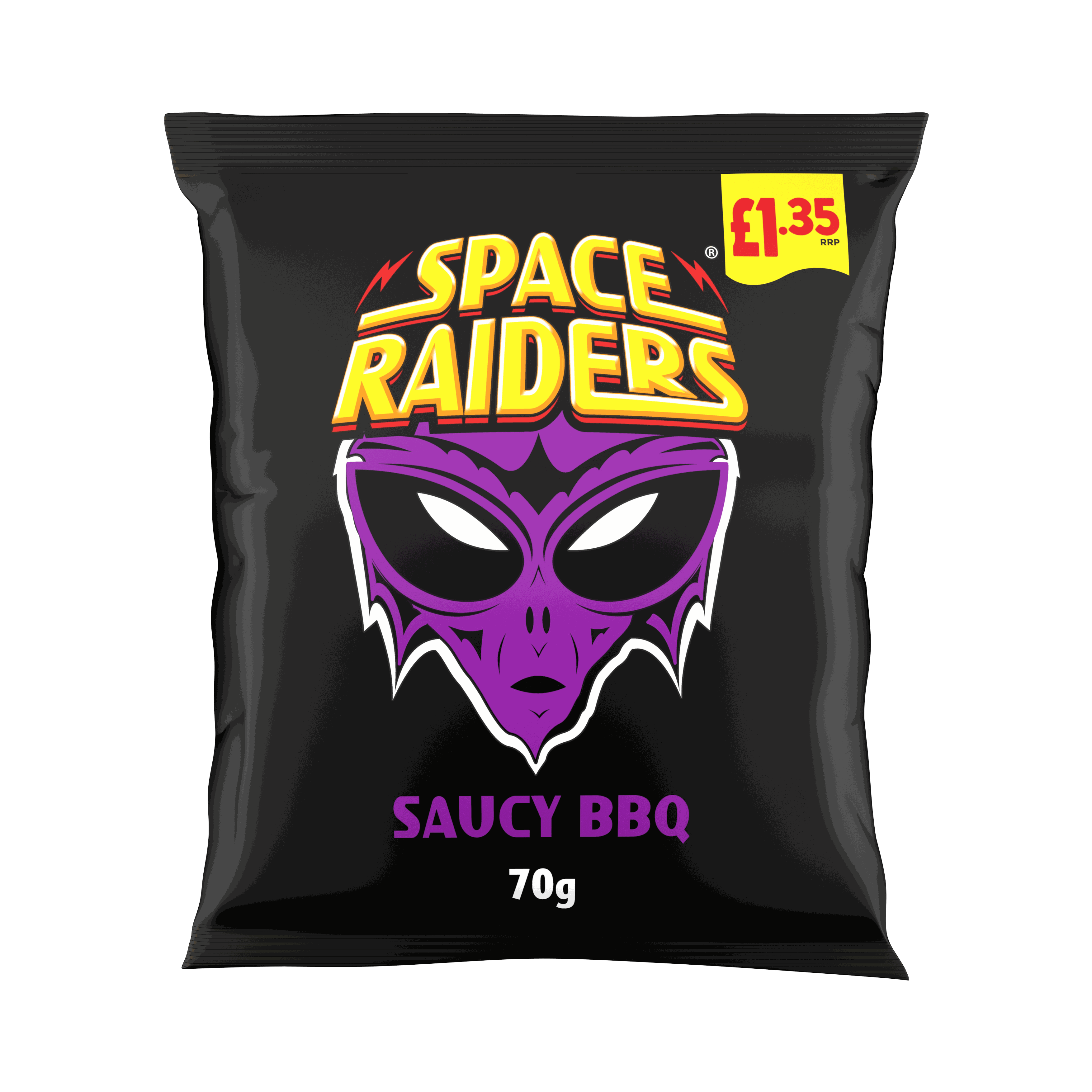 Space Raiders Saucy BBQ Crisps 70g, £1.35 PMP