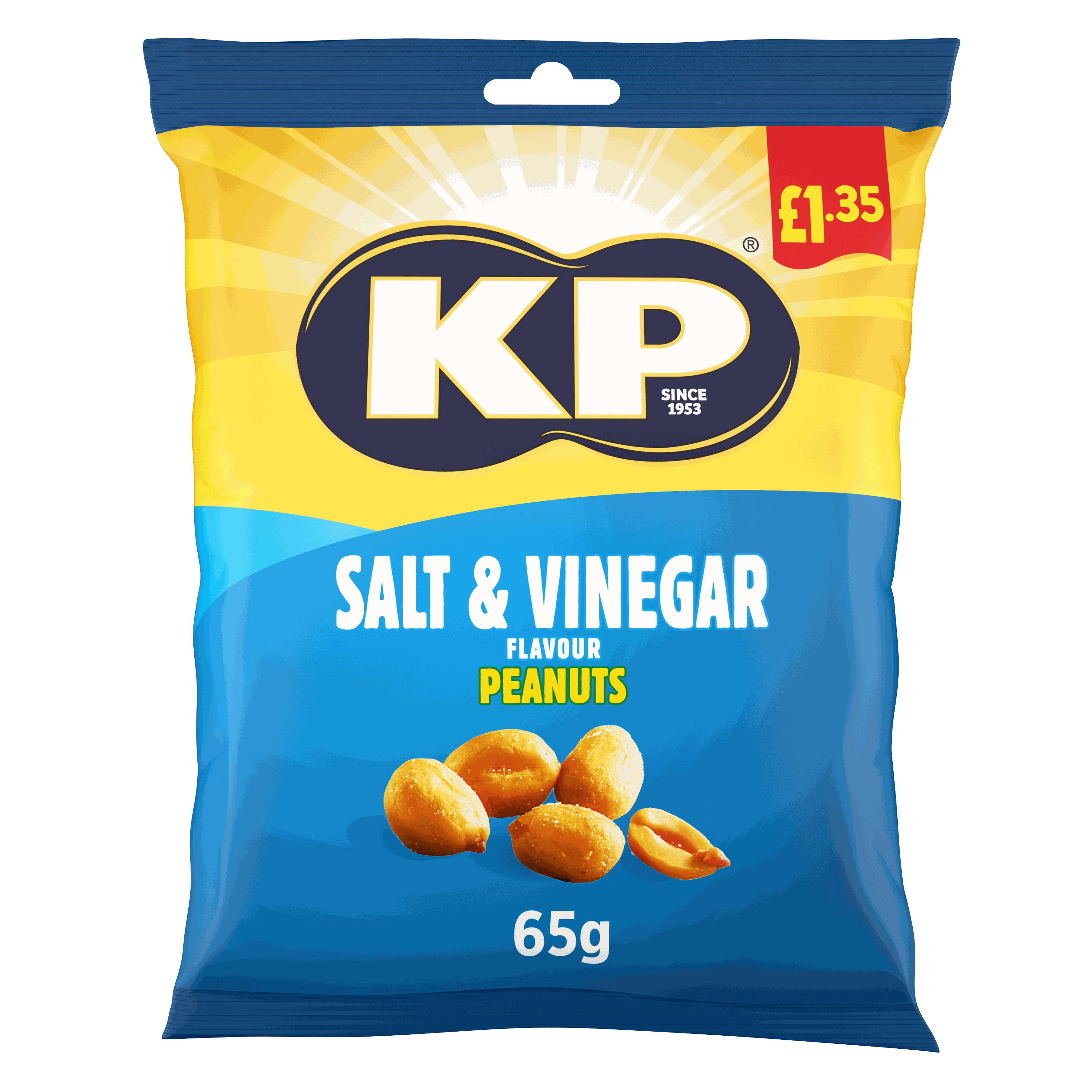 KP Salt & Vinegar Peanuts 65g, £1.35 PMP