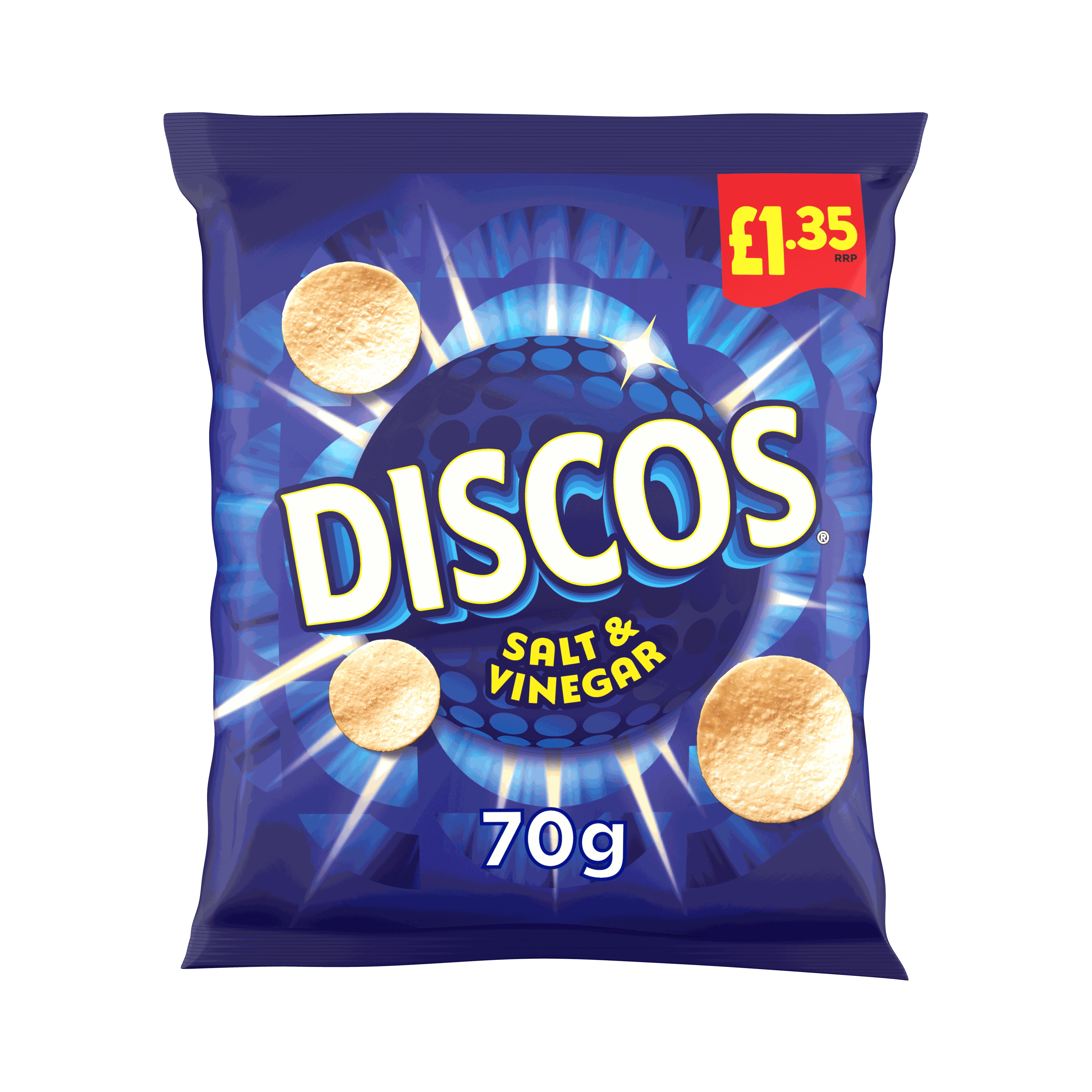 Discos Salt & Vinegar Crisps 70g, £1.35 PMP