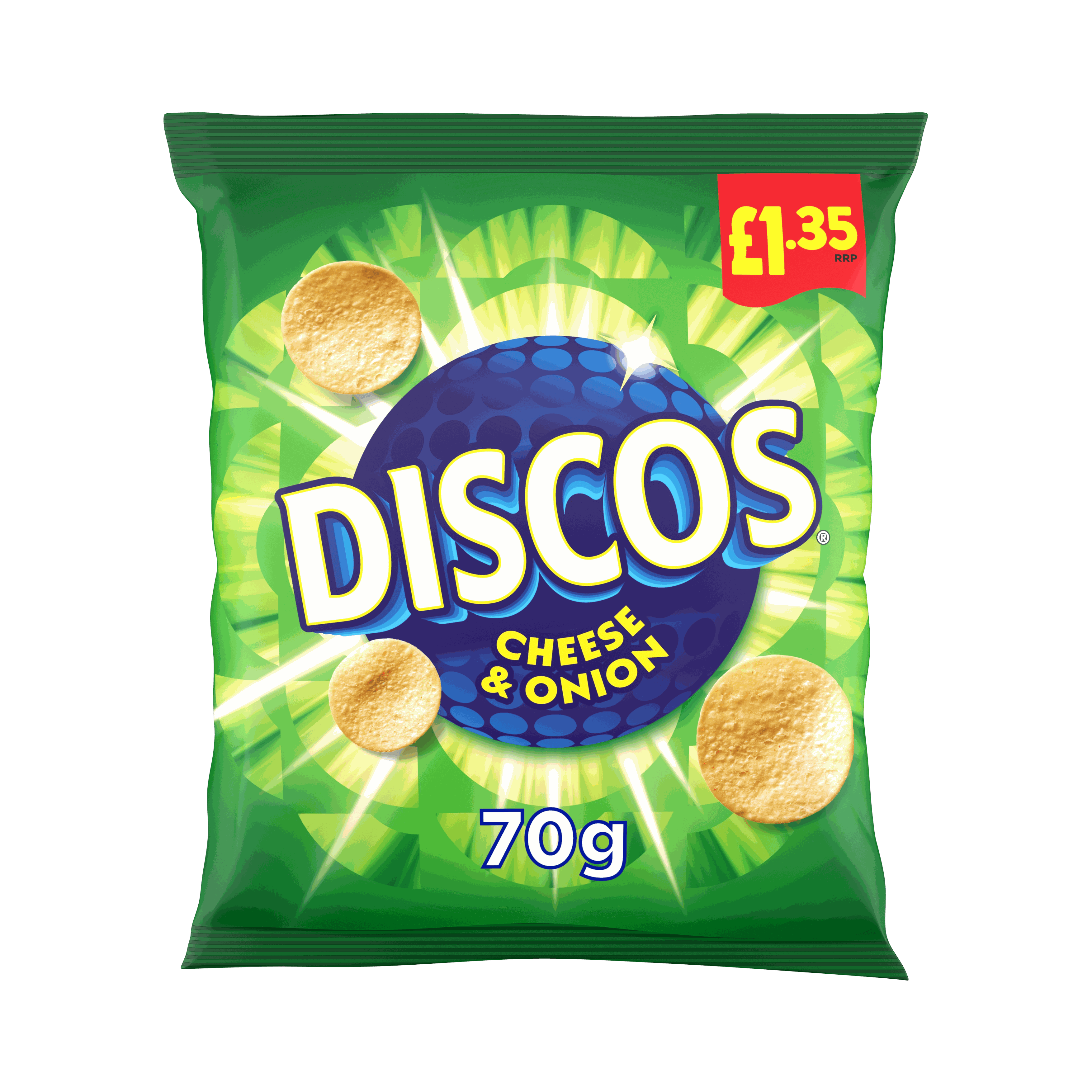 Discos Cheese & Onion Crisps 70g, £1.35 PMP
