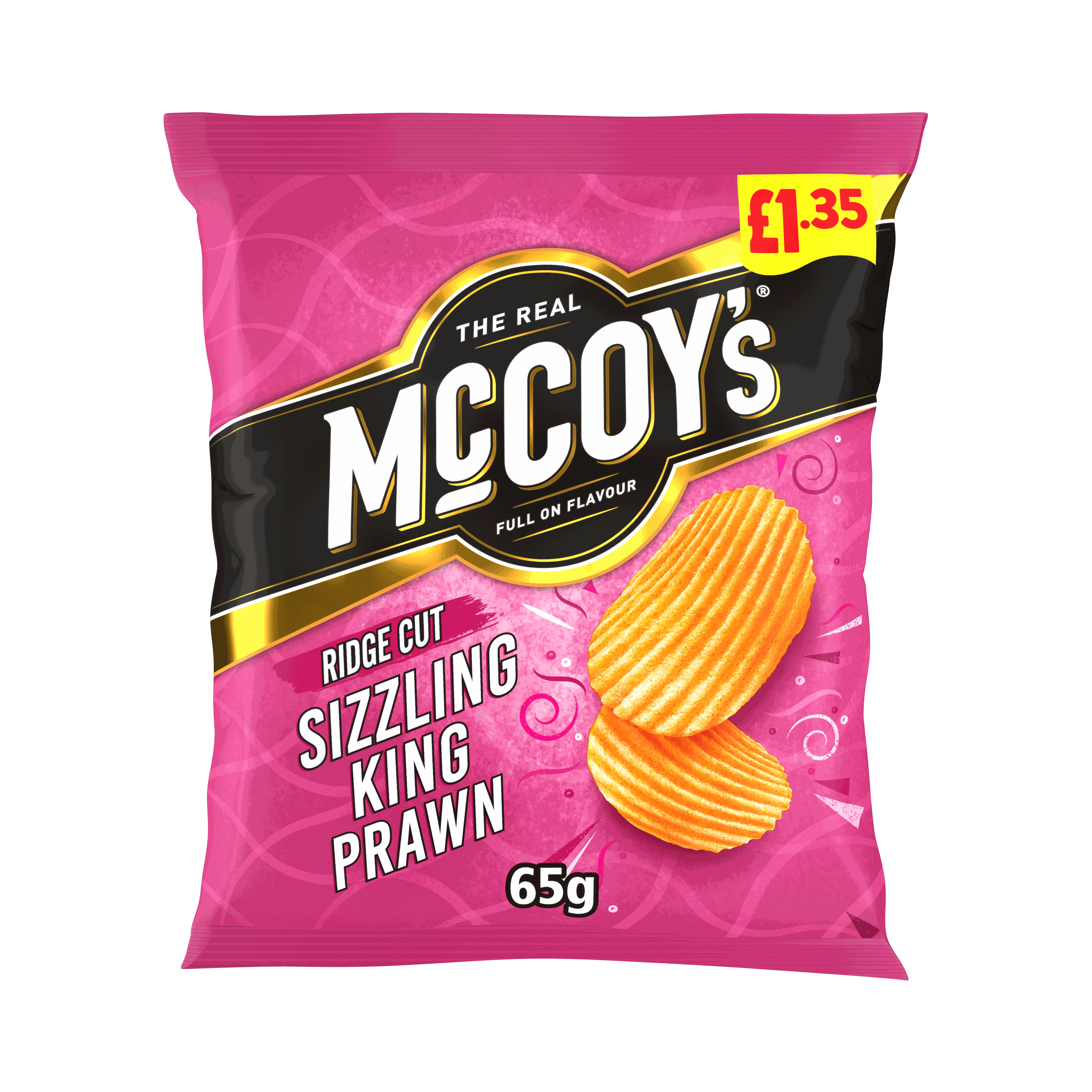 McCoy's Sizzling King Prawn Crisps 65g, £1.35 PMP