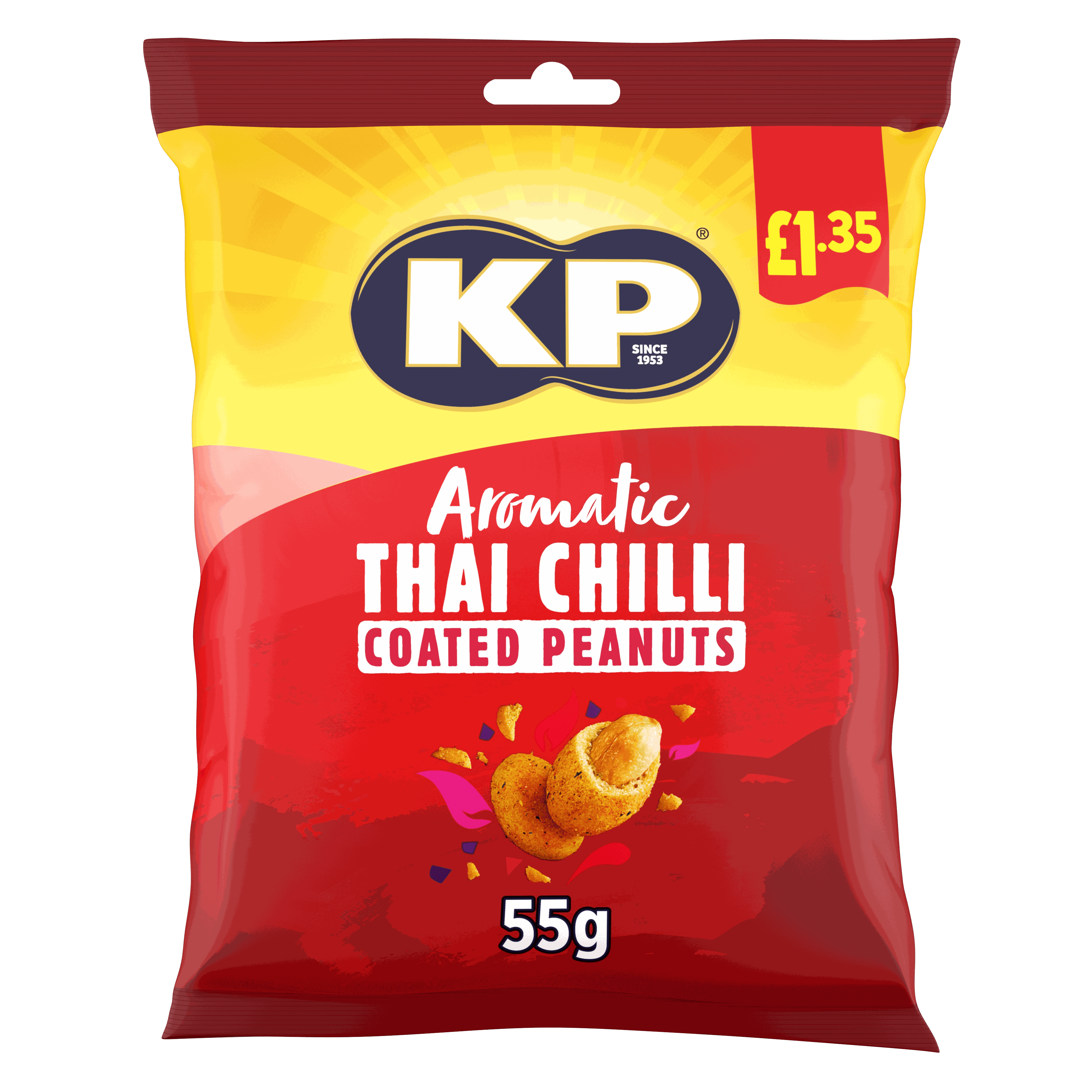 KP Aromatic Thai Chilli Coated Peanuts 55g, £1.35 PMP