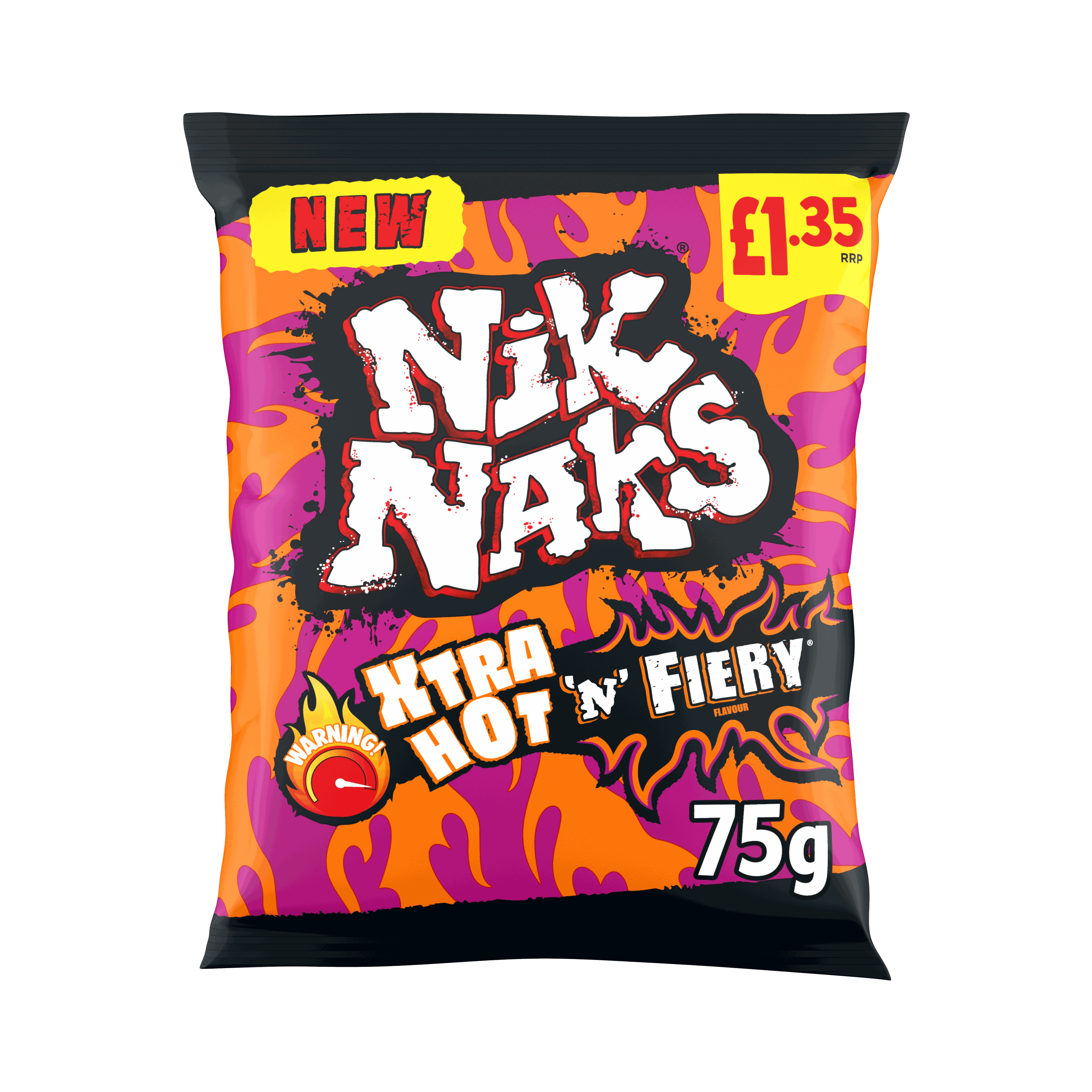 Nik Naks Xtra Hot 'N' Fiery Crisps 75g, £1.35 PMP