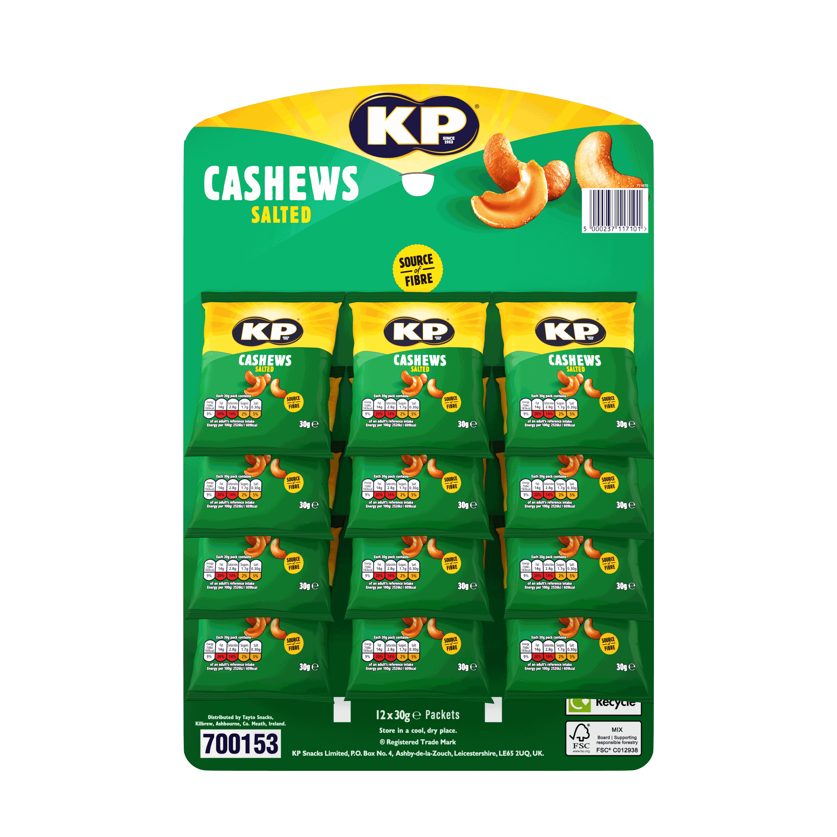 KP Nuts Salted Cashews 30g (Pubcard)