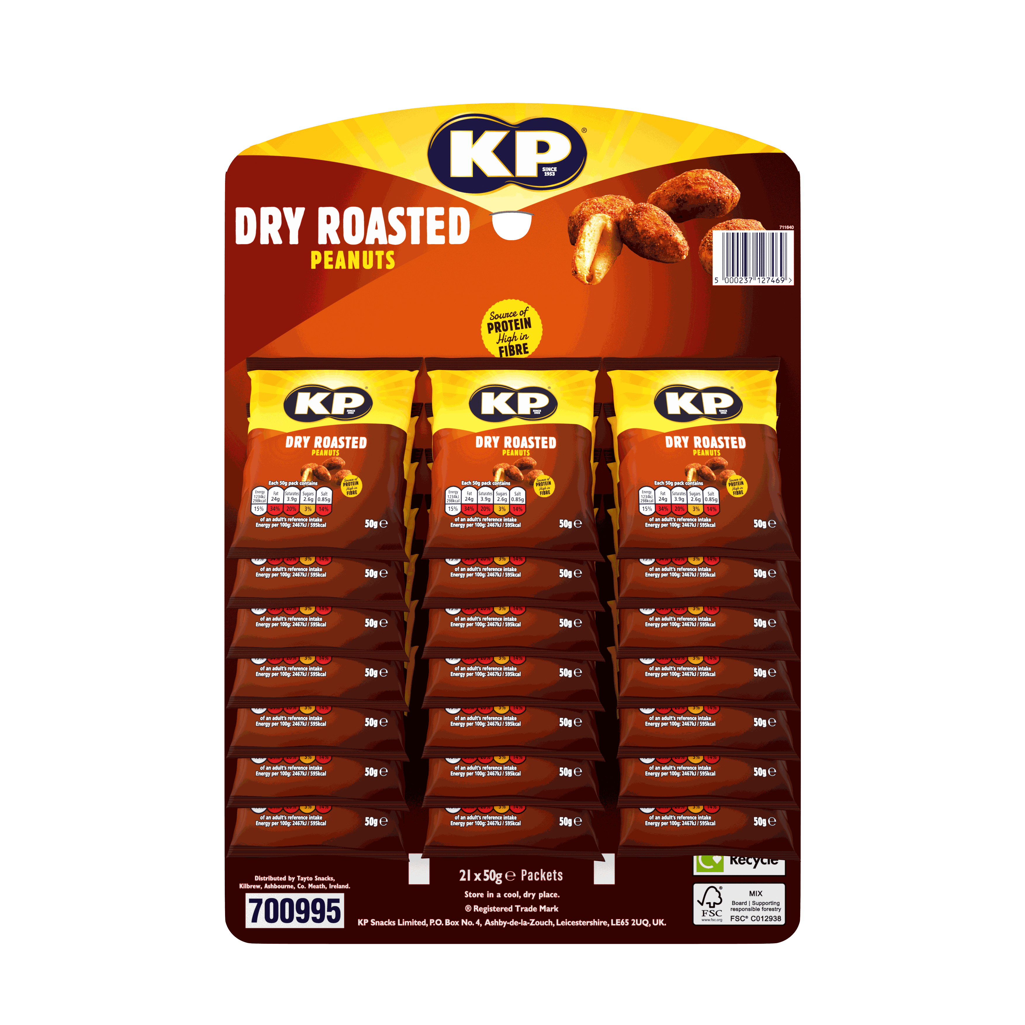 KP Dry Roasted Peanuts 50g (Pubcard)