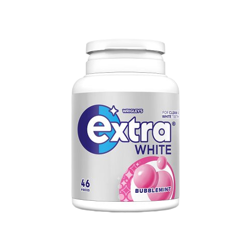 Extra White Bubblemint Chewing Gum Sugar Free Bottle 46 Pieces (1x6x24 Bottles)