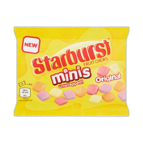 Starburst Minis Original Sweets Bag 45g (1x24 Bags)