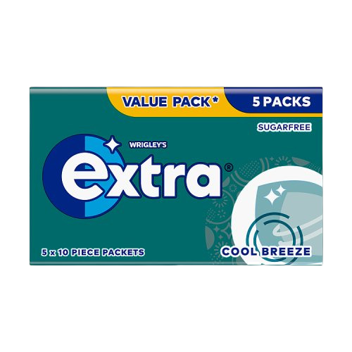 Extra Cool Breeze Sugar Free Chewing Gum x5 Packs (1x6)