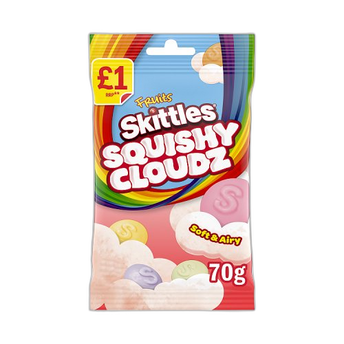 Skittles Squishy Cloudz Fruit Sweets £1 PMP Treat Bag 70g (1x14 Bags)