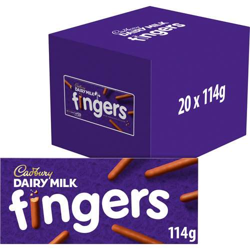 Cadbury Dairy Milk Fingers Milk Chocolate Covered Biscuits 114g (20 Pack)