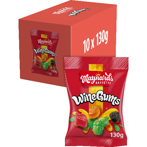 Maynards Bassetts Wine Gums Sweets Bag 130g (10 Pack)