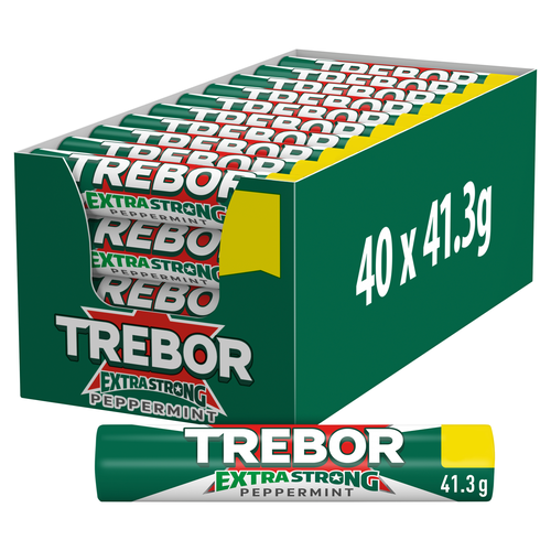 Trebor Extra Strong Peppermint Mints Roll 41.3g (40 Pack)