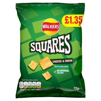 Walkers Squares Cheese & Onion 72g PMP £1.35