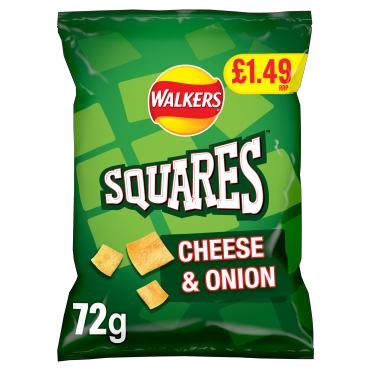 Walkers Squares Cheese & Onion 72g PMP £1.49