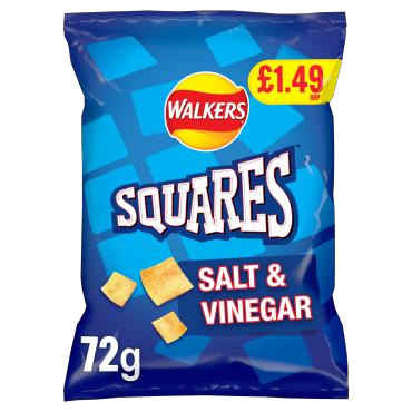 Walkers Squares Salt & Vinegar 72g PMP £1.49